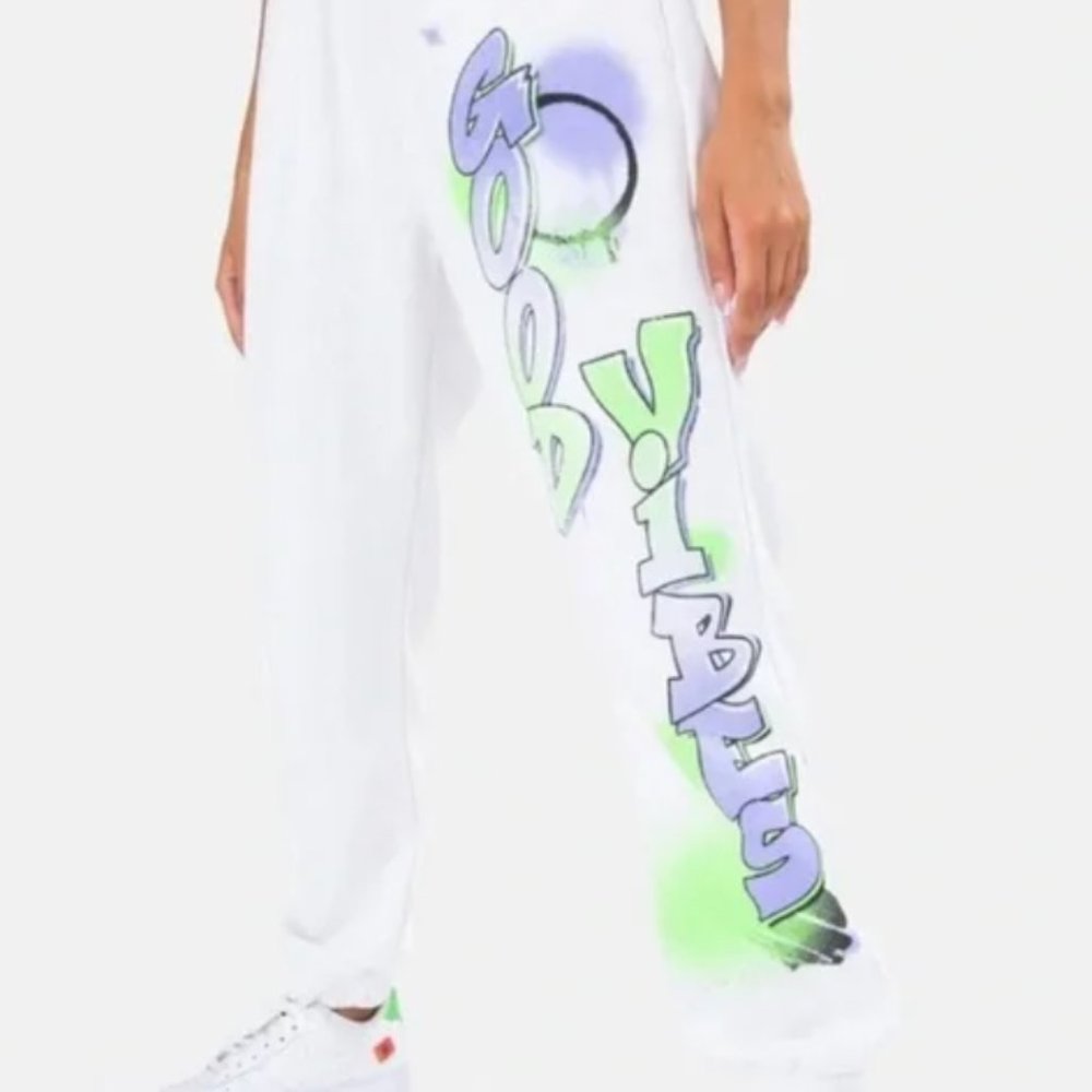 Adika White Sweatpants with graffiti